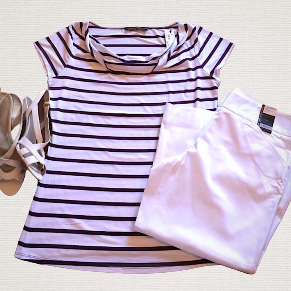 The Limited Dark Purple Striped Top